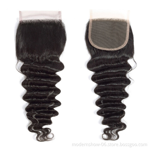 Deep wave  Lace Closure 5*5 4*4 Human Hair  Deep Wave Virgin Hair Transparent HD  Lace Closure